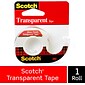 Scotch® Transparent Tape, w/Built in Refillable Dispenser, 1/2" x 12.5 yds., 1 Roll (144)