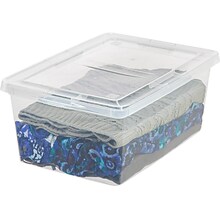 Iris Stackable Plastic Storage Box, 7 x 17.5 x 12, 17 Qt., Clear, Dozen (200410)