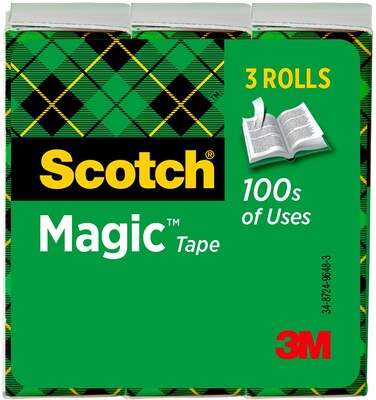 Scotch Magic Invisible Tape Refill, 3/4" x 27.77 yds., 3 Rolls/Pack (810K3)