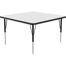 Correll Square Activity Table, 36 x 36, Height-Adjustable, Frosty White/Black (A3636DE-SQ-80)