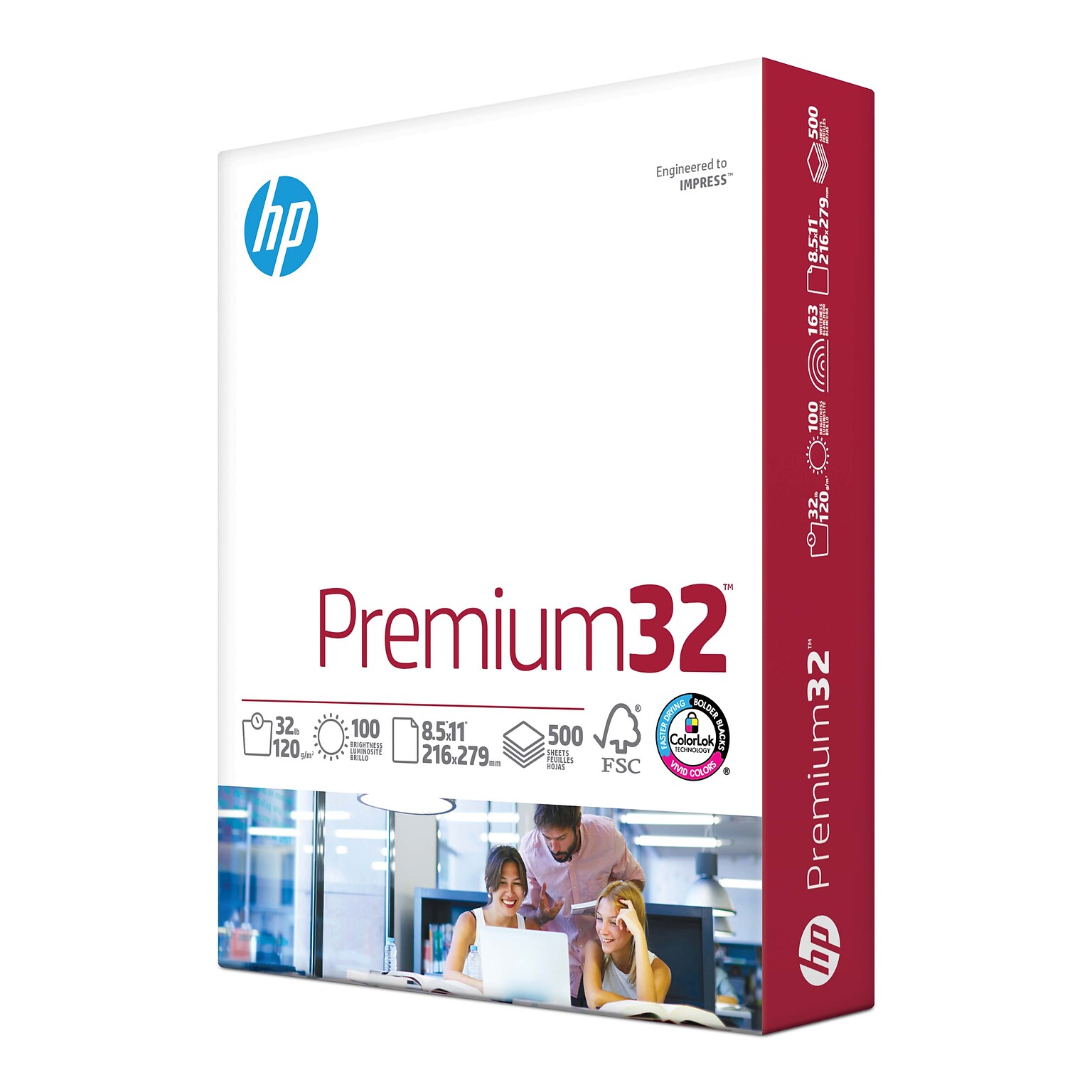 HP Premium32 8.5 x 11 Multipurpose Paper, 32 lbs., 100 Brightness, 500 Sheets/Ream (113100)