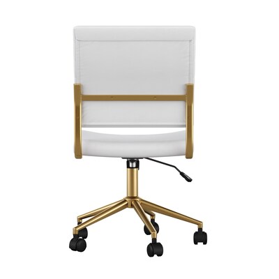 Martha Stewart Ivy Armless Faux Leather Swivel Office Chair, White/Polished Brass (CH2209211WHGLD)