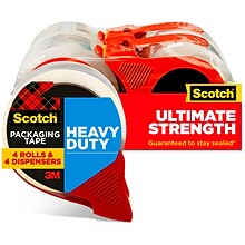 Scotch Heavy Duty Packing Tape with Dispenser, 1.88 x 54.6 yds., Clear, 4/Pack (3850-4RD)