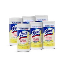 Lysol Disinfecting Wipes, Lemon & Lime Blossom, 80 Wipes/Canister, 6 Canisters/Carton (1920077182CT)
