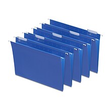 Quill Brand® Hanging File Folders, 1/5-Cut, Letter Size, Blue, 25/Box (7387QBE)