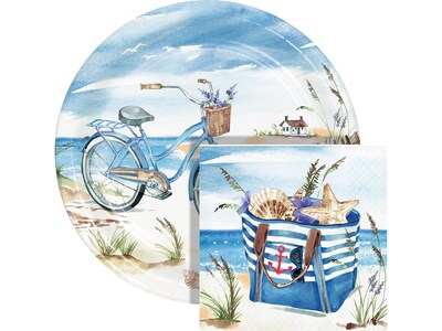 Creative Converting Seaside Summer Plates and Napkins Kit, Multicolor (DTC8662E2G)
