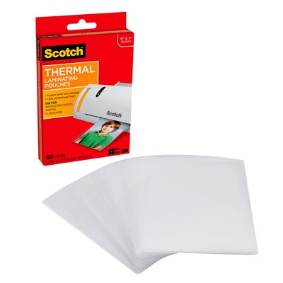 Scotch® Thermal Laminating Pouches, Photo, 5 Mil, 100/Pack (TP5903-100)