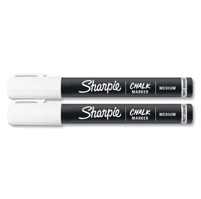 Sharpie Chalk Wet Erase Marker, Medium Tip, White, 2/Pack (2103010)