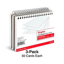Staples™ 4 x 6 Index Cards, Lined, White, 50 Cards/Pack, 3 Pack/Carton (TR51007)