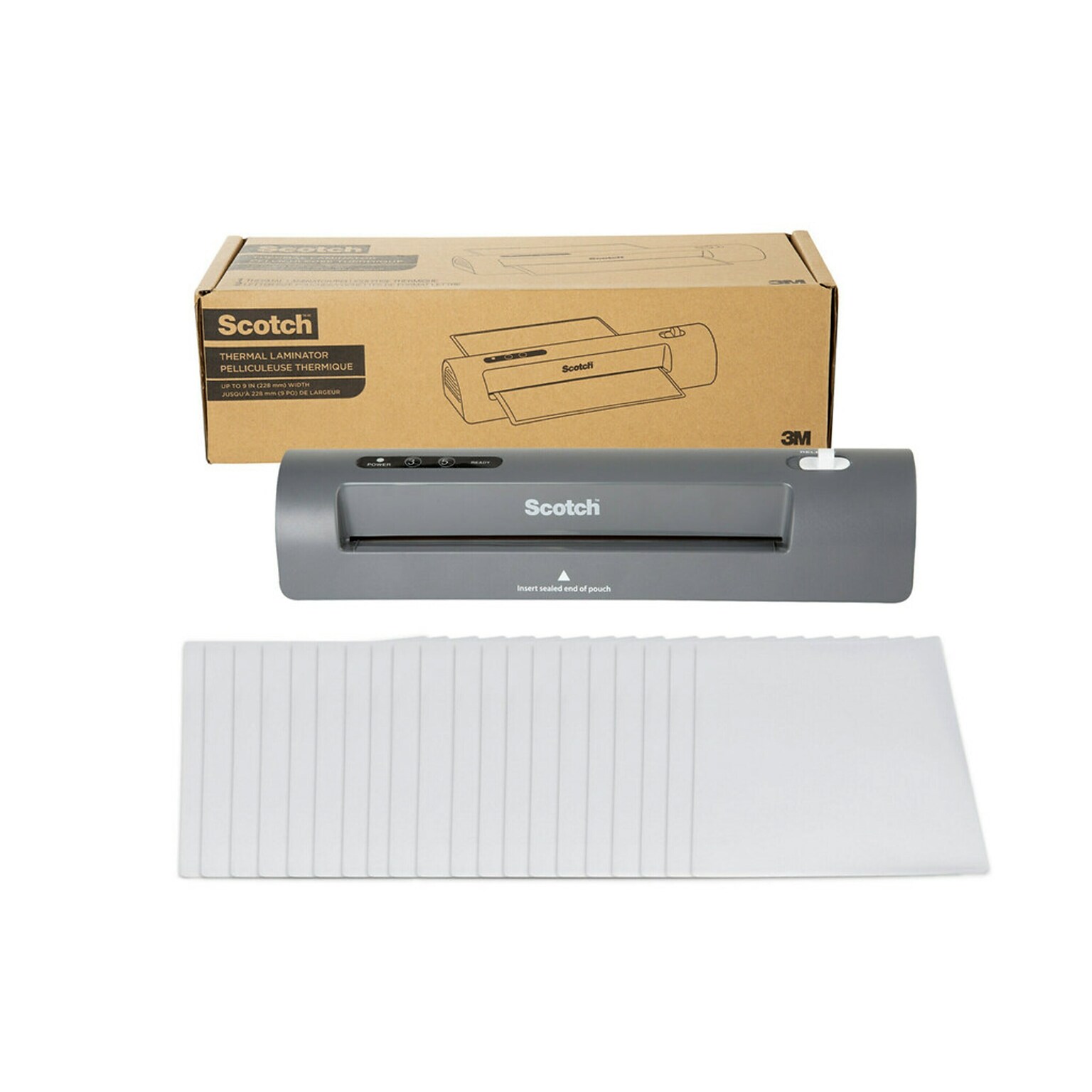 Scotch Thermal Laminator with 20 Thermal Pouches, 9 Width, Gray (TL901X-20)