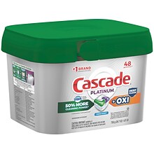 Cascade Platinum ActionPacs + Oxi Dishwashing Detergent Pods, Fresh Scent, 48 Pods/Box (3700027425)