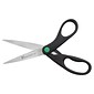 Westcott KleenEarth 8" Stainless Steel Standard Scissors, Pointed Tip, Black (41418/13039)