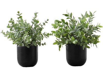 Monarch Specialties Inc. Eucalyptus and Grass in Pots, 2/Pack (I 9580)