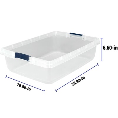 Home Logic 34 Qt. Latch Lid Plastic Storage Tote, Clear/White, 6/Pack (7103-010000044)