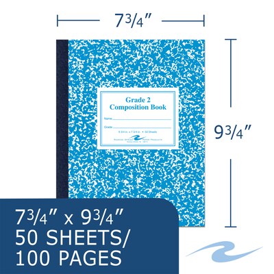 Roaring Spring Paper Products Composition Notebooks, 7.75" x 9.75", Wide Ruled, 50 Sheets, Blue (ROA77921)