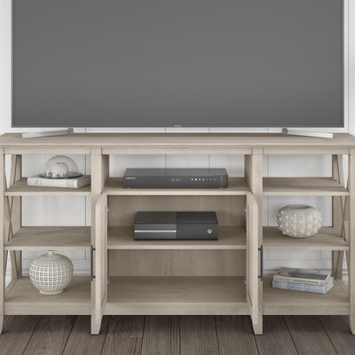 Bush Furniture Key West Console TV Stand, Screens up to 70", Washed Gray (KWS027WG)
