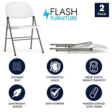 Flash Furniture HERCULES Series Plastic Folding Chair, White, 2/Pack (2DADYCD70WH)