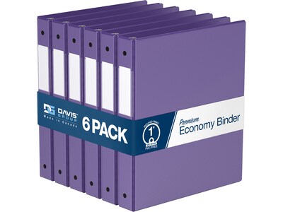 Davis Group Premium Economy 1 3-Ring Non-View Binders, Purple, 6/Pack (2311-69-06)