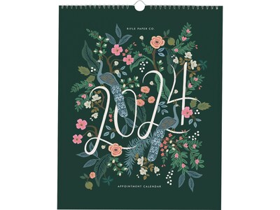 2024 Rifle Paper Co. Peacock 12 x 15 Monthly Wall Appointment Calendar (CAL082)