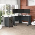 Bush Business Furniture Cubix 48W Corner Desk with Mobile File Cabinet, Slate/White Spectrum (SRA03