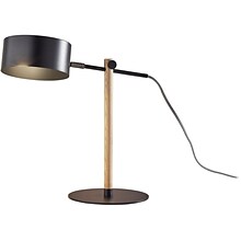Adesso Dylan Incandescent Desk Lamp, 19, Matte Black/Natural Wood (6073-01)