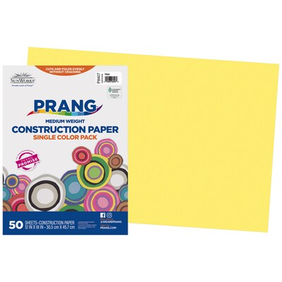 Prang 12" x 18" Construction Paper, Yellow, 50 Sheets/Pack (P8407-0001)