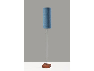 Adesso Trudy 62 Walnut Floor Lamp with Blue Drum Shade (1569-07)