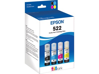 Epson 522 Black/Cyan/Magenta/Yellow Ultra High Yield Ink Cartridge Refill, 4/Pack (T522120-BCS)