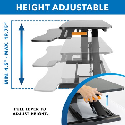 Mount-It! 36"W Manual Adjustable Standing Desk Converter, Black (MI-8050)