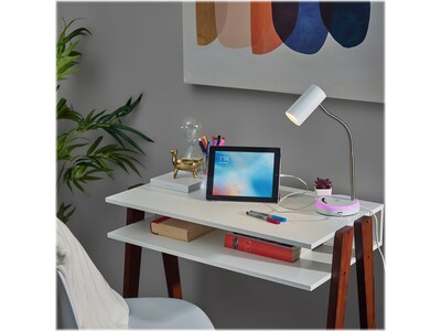 Simplee Adesso Shayne LED Desk Lamp, 17.5, White/Brushed Steel (SL4926-02)