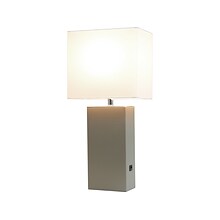 Lalia Home Lexington Table Lamp, Gray Faux Leather (LHT-3012-GY)