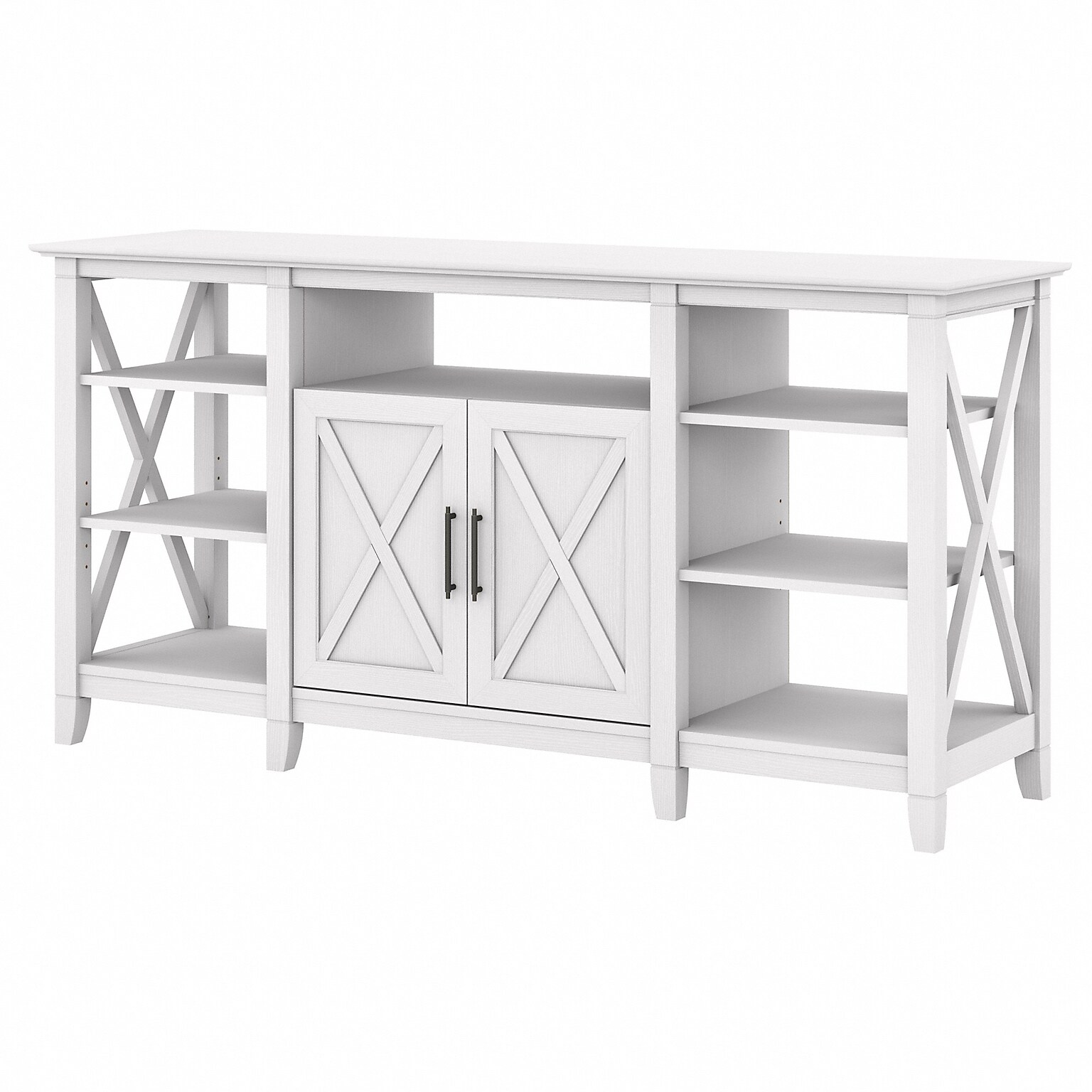 Bush Furniture Key West Manufactured Wood Console TV Stand, Screens up to 65, Pure White Oak (KWV160WT-03)