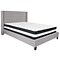 Flash Furniture Riverdale Tufted Upholstered Platform Bed in Light Gray Fabric with Pocket Spring Ma