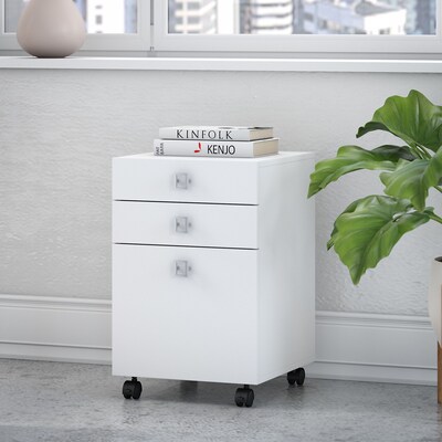 Bush Business Furniture Echo 3 Drawer Mobile File Cabinet, Pure White (KI60101-03)