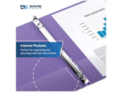 Davis Group Premium Economy 1" 3-Ring Non-View Binders, Purple, 6/Pack (2311-69-06)