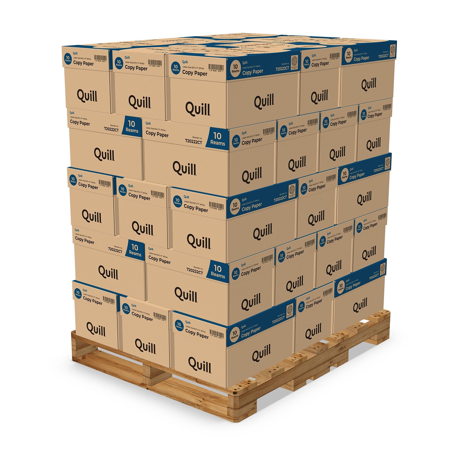 Quill Brand® 8.5 x 11 Copy Paper by the Pallet, 20 lbs., 92 Brightness, 6-8 Pallets (720222)