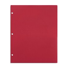Staples 3-Hole Punched 2-Pocket Plastic Portfolio Folder, Red (ST52803-CC)