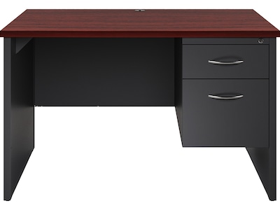 Hirsh 48W Single-Pedestal Computer Desk, Charcoal/Mahogany (20540)