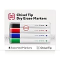 TRU RED™ Tank Dry Erase Markers, Chisel Tip, Assorted, 4/Pack (TR61456/TR54561)