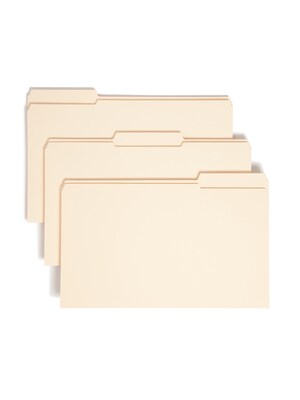 Smead Heavy Duty Reinforced File Folders, 3-Tab, 1-1/2 Expansion, Legal Size, Manila, 50/Box (15405