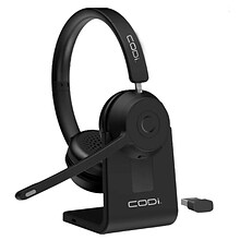 CODi Claro Bluetooth + Wireless Stereo Headset w/ Integrated AI-Powered ENC Microphone, Black  (A046