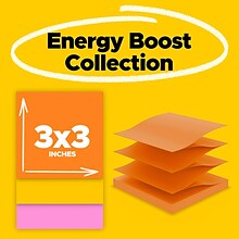 Post-it Super Sticky Pop-up Notes, 3 x 3, Energy Boost Collection, 90 Sheet/Pad, 18 Pads/Pack (R33