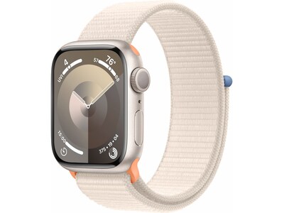 Apple Watch Series 9 (GPS) Smartwatch, 41mm, Starlight Aluminum Case with Starlight Sport Loop (MR8V3LL/A)