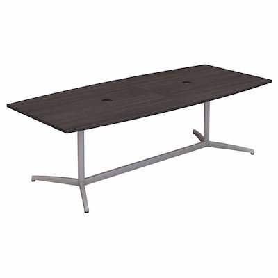 Bush Business Furniture 96W x 42D Boat Shaped Conference Table with Metal Base, Storm Gray (99TBM96S