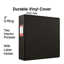 Staples Standard 4 3-Ring Non-View Binder With Label Holder, Black (26309-CC)