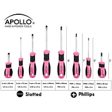Apollo Tools Essential Screwdriver Set, 8-Piece, Pink/Black (DT5018P)