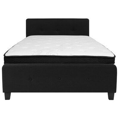 Flash Furniture Tribeca Tufted Upholstered Platform Bed in Black Fabric with Memory Foam Mattress, Full (HGBMF22)
