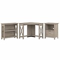 Bush Furniture Key West 34W Small Corner Desk with Bookcase and Lateral File Cabinet, Washed Gray (