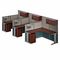 Bush Business Furniture Office in an Hour 63H x 193W 3 Person L-Shaped Cubicle Workstation, Hansen