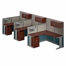 Bush Business Furniture Office in an Hour 3 Person L Shaped Cubicle Desks with Storage and Organizer